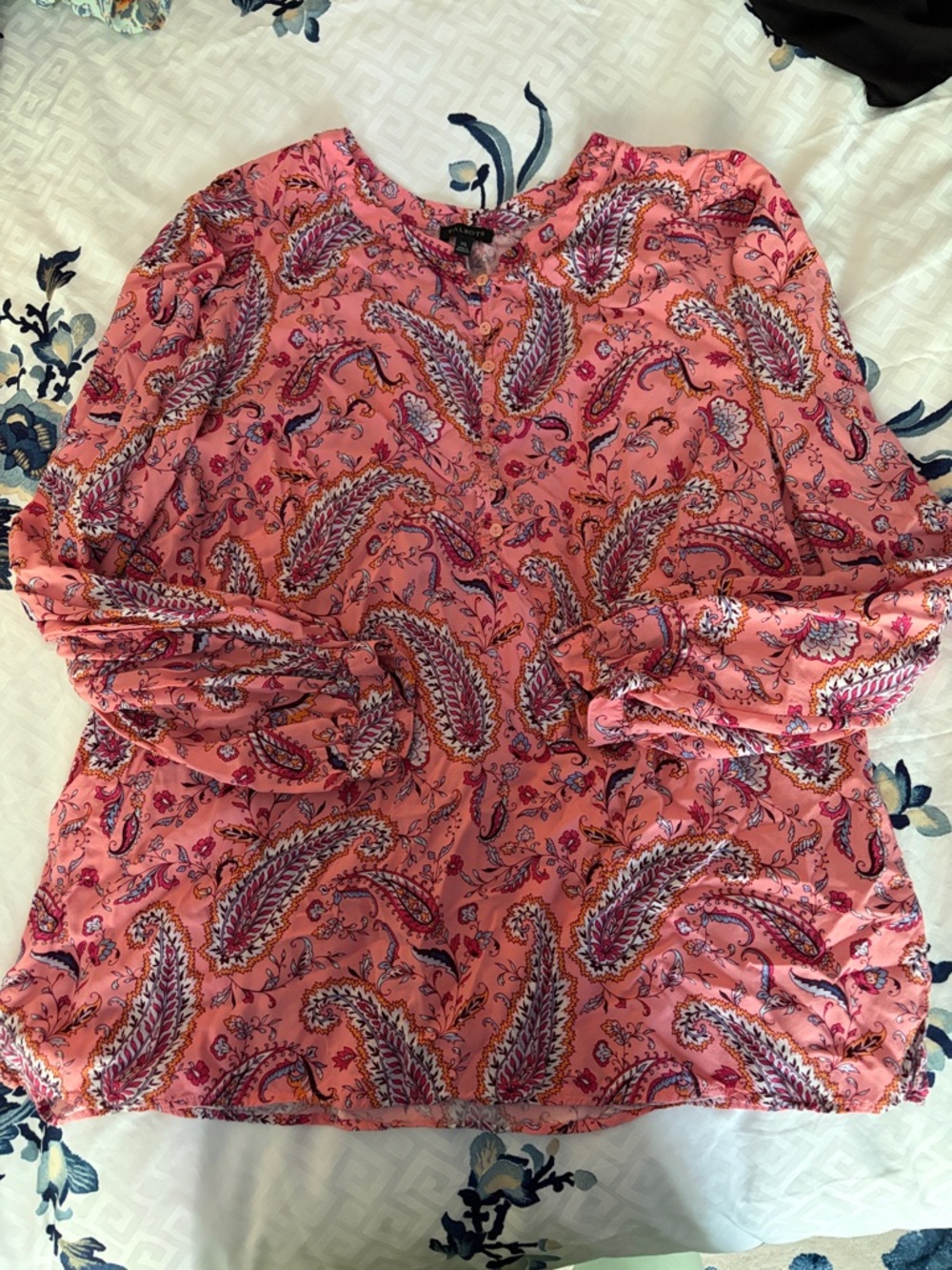 Talbots Pink Paisley Long-Sleeve Blouse